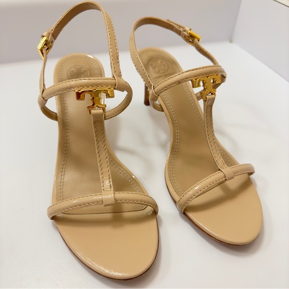 Tory Burch Shoes - Tory Burch T- Strap Patent Nude Sandals Size 8 M